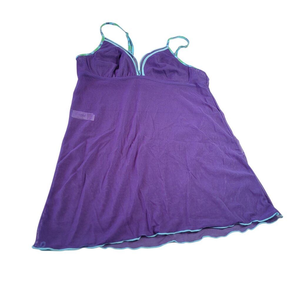 Leonisa Camisole Semi Sheer Purple Mesh Size Medium Top Y2K